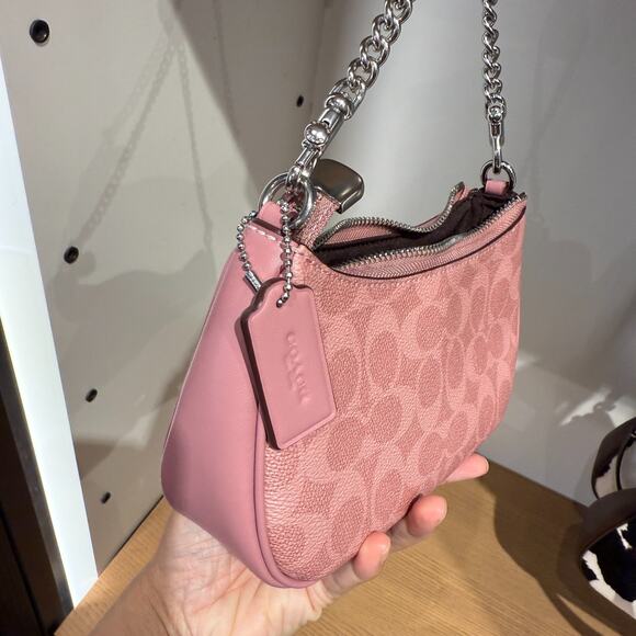 Last 1 ‼️Coach Teri Mini Crossbody Bag Signature Canvas CW323 Dusty Pink - Picture 4 of 13